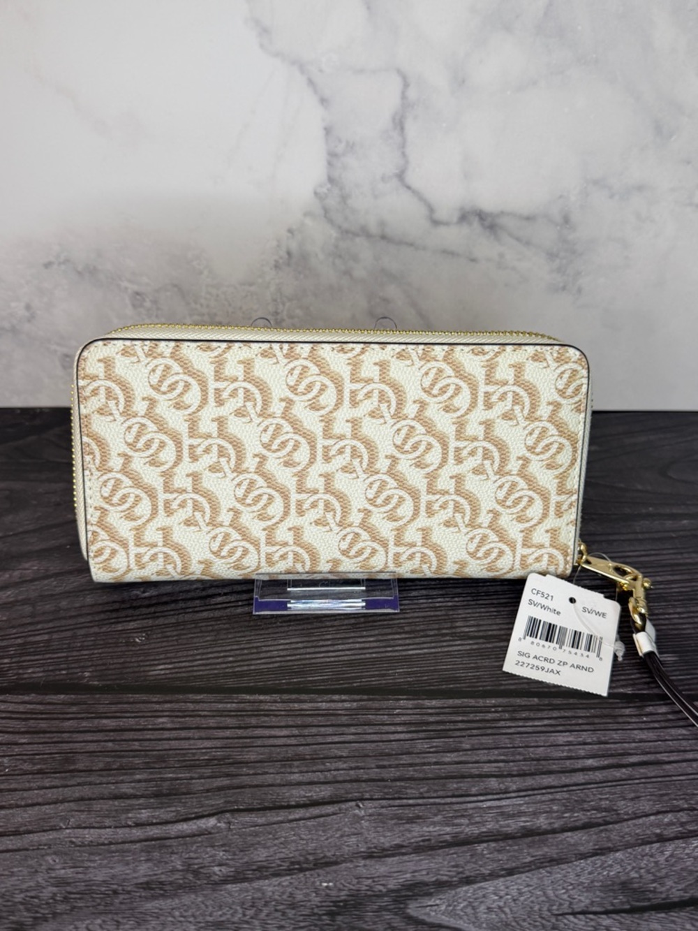 Coach Signature Canvas Zip Around Wristlet Wallet White NWT - Picture 4 of 9